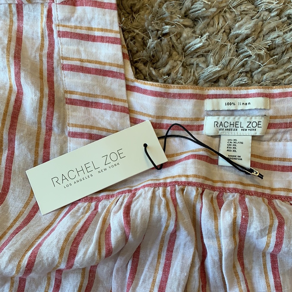 RACHEL ZOE 100% Linen Striped Top - Picture 14 of 14